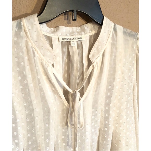 Anthro Daniel Rainn Swiss Dot Chiffon Blouse Ivory - Picture 5 of 7